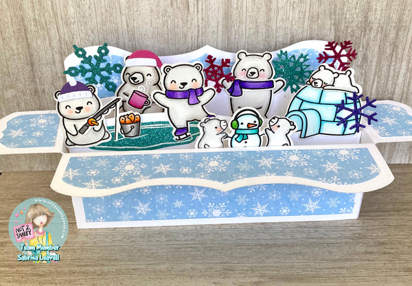 Lawn Fawn Polar Bear Slimline Pop up Box Card – Scrappy Tails Crafts
