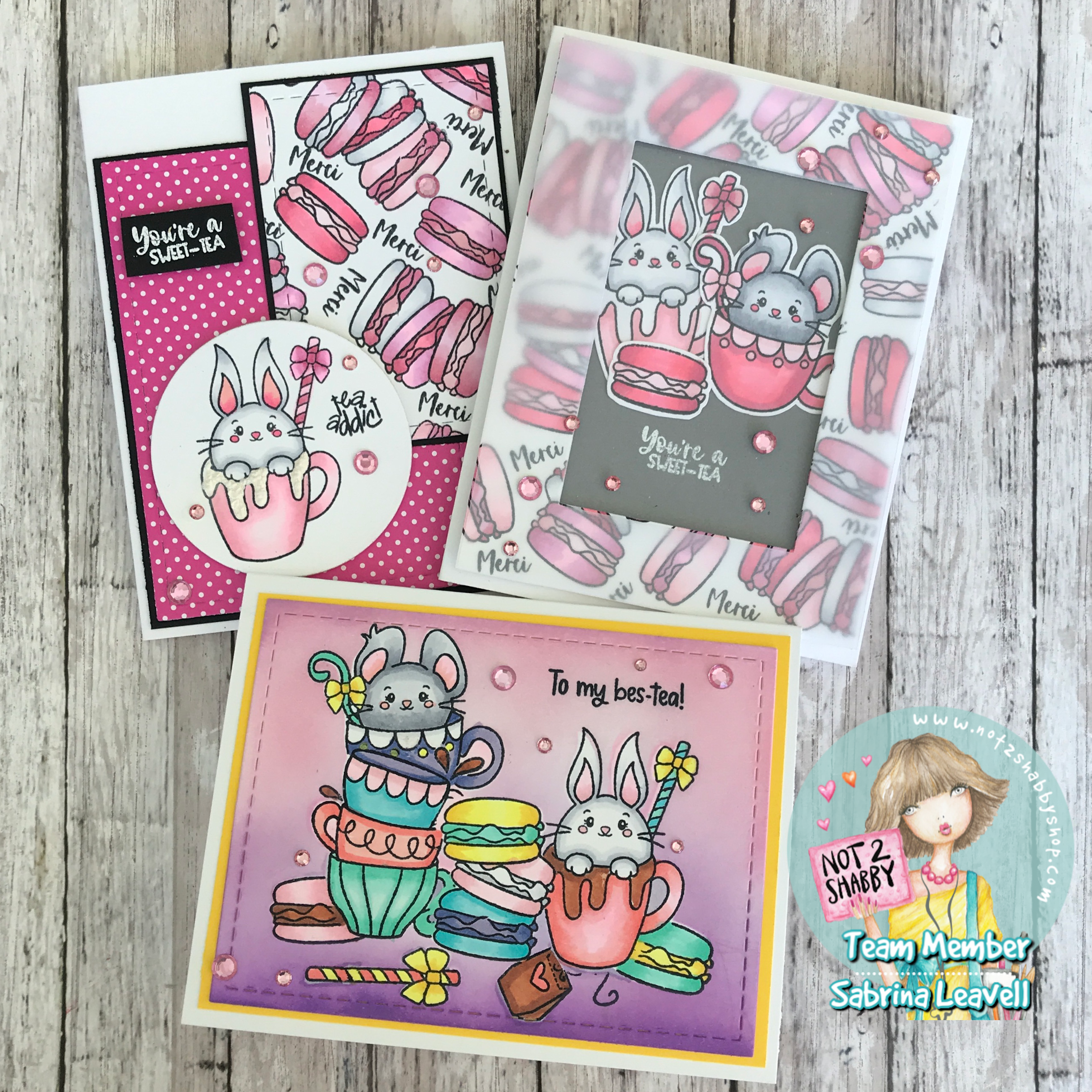 Not 2 Shabby "Tea Time Buddies" | 3 Cards 1 Stamp Set