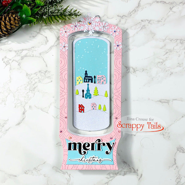 Slimline Christmas Village Snow Globe Card – Scrappy Tails Crafts
