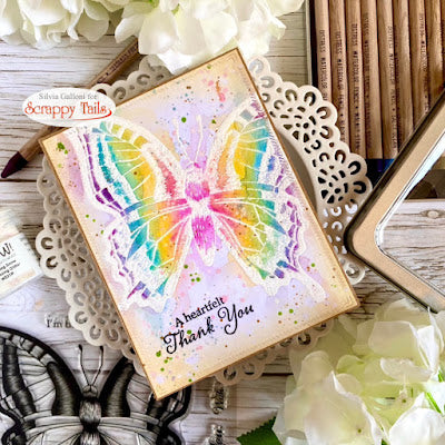 Heat Embossed Rainbow Butterfly Card