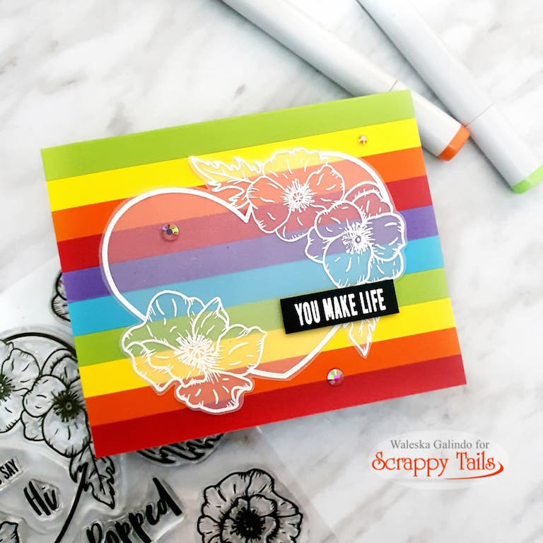 Rainbow Valentine Cards Made With Scraps
