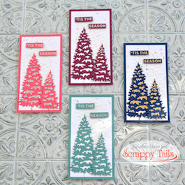 Retro Christmas Tree Card Set