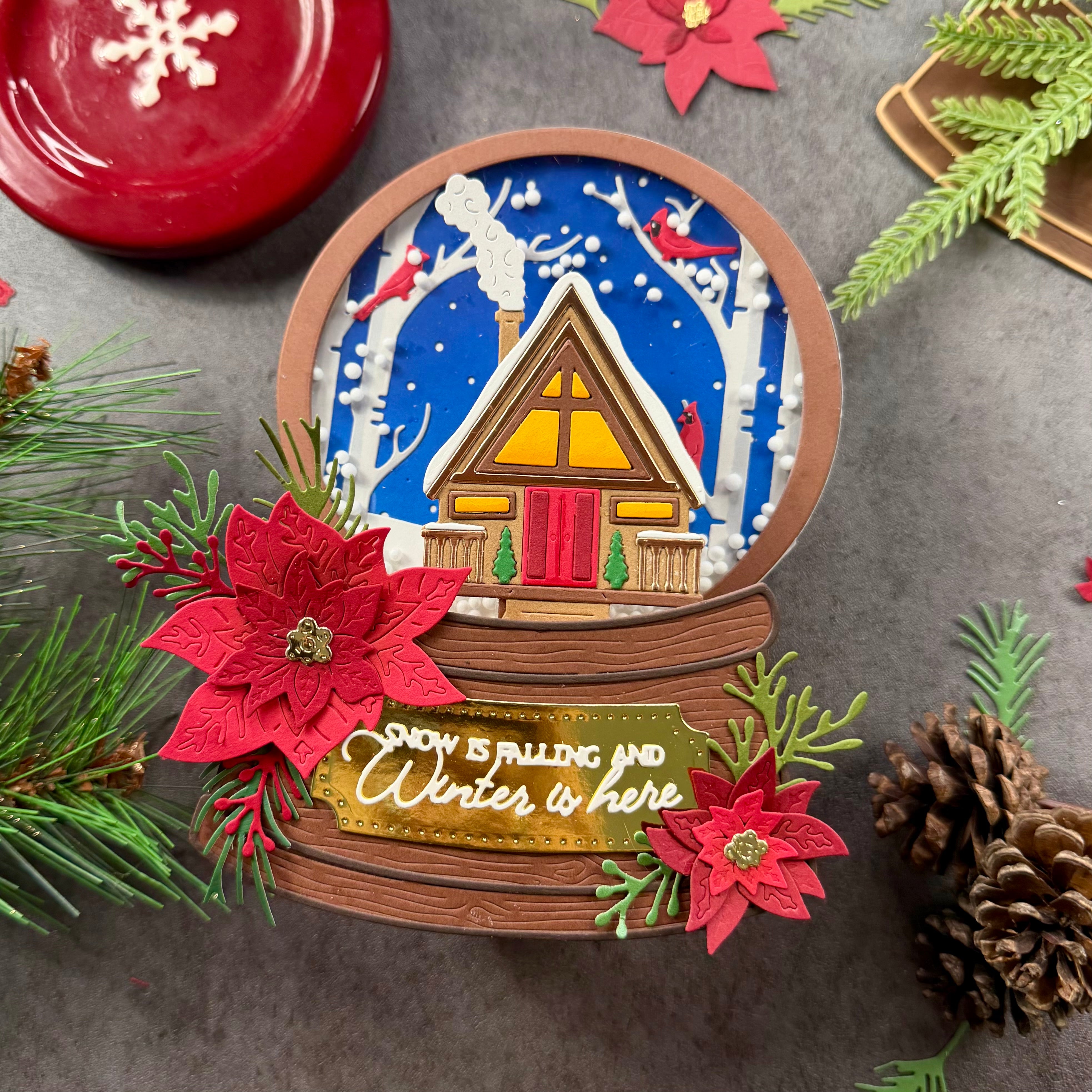 Limited Time Save 10% - 12 Piece “Christmas in July Snow Globe - I Want It All Card Kit” Metal Craft Die Bundle