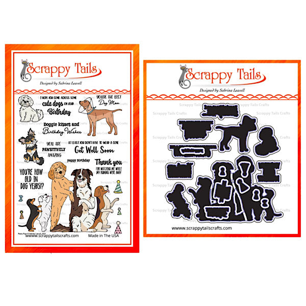 6X8 Let’s Pawty Stamp and Coordinating Metal Craft Die Bundle