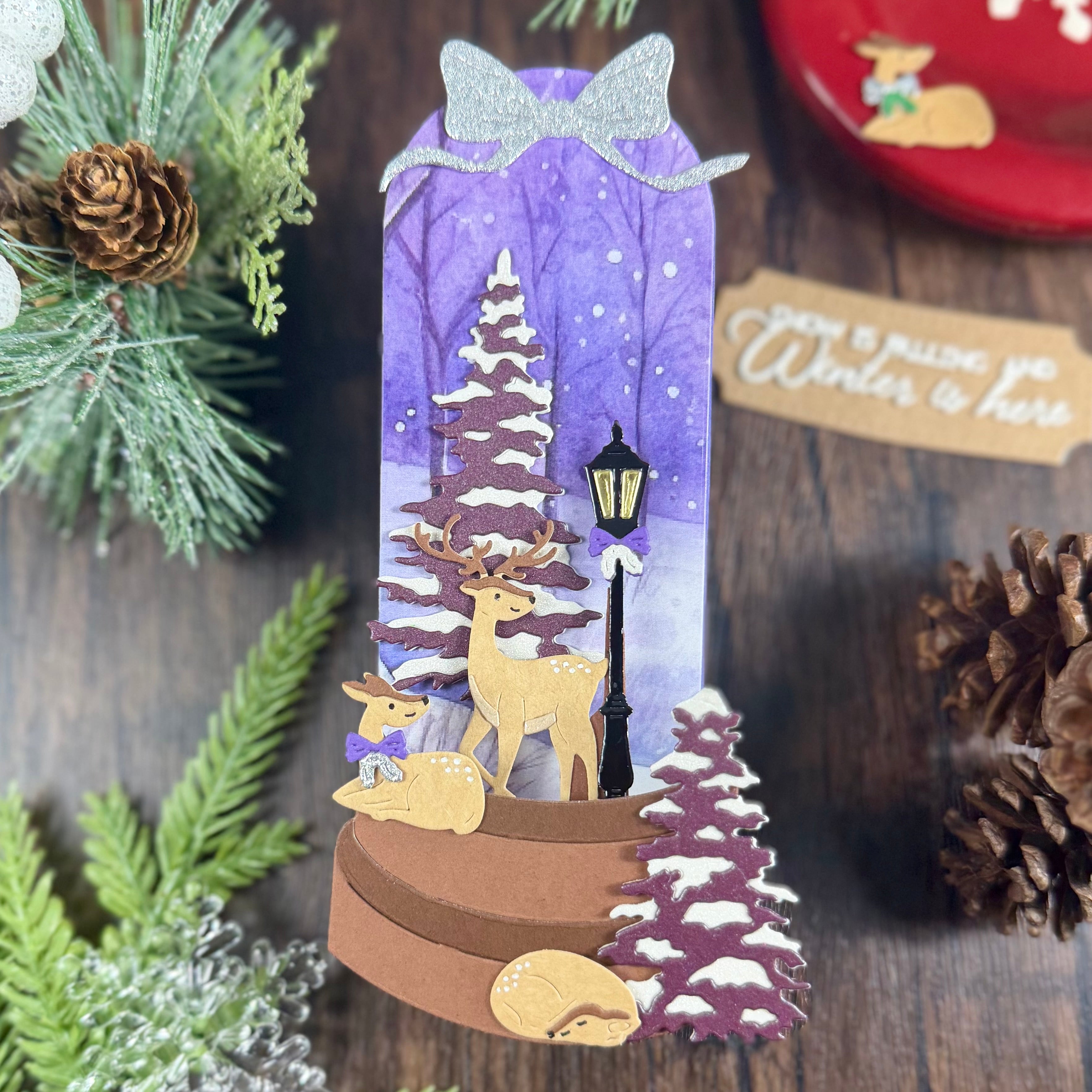 Snow Globe Deer Trio & Street Lantern Add-On Metal Craft Die