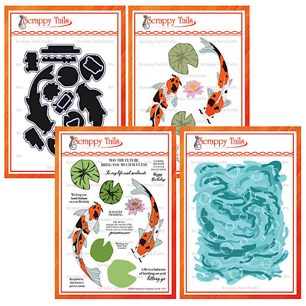 Limited Time - Save 10% - 4 Piece “Good Fortune Stamp & Stencil & Coordinating Metal Craft Die” Bundle