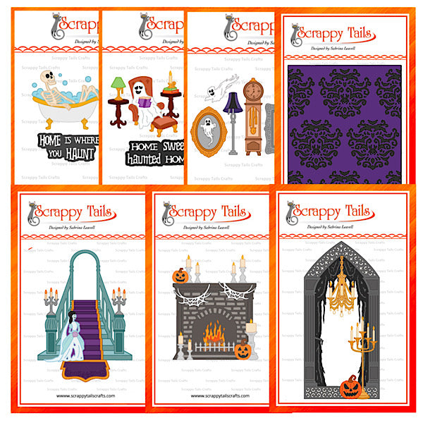 Limited Time - Save 10% - 7 Piece Cathedral Pop Up Tunnel and Halloween Furniture Metal Craft Die Bundle