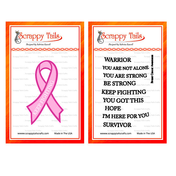 Breast Cancer: Heart Ribbon and Words embellishment pack